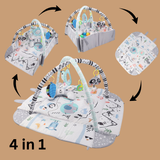4-in-1 Baby Play Mat with Safety Fence & Ocean Balls | Foldable Activity Gym Playmat for Infants (0–24 Months) | Ball Pit + Playpen + Activity Mat | Soft, Baby-Safe & Portable