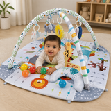 4-in-1 Baby Play Mat with Safety Fence & Ocean Balls | Foldable Activity Gym Playmat for Infants (0–24 Months) | Ball Pit + Playpen + Activity Mat | Soft, Baby-Safe & Portable